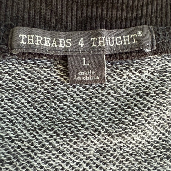 Threads 4 Thought Eco Crewneck Sweatshirt L Gray Black Trim Organic Cotton Blend - Picture 2 of 10